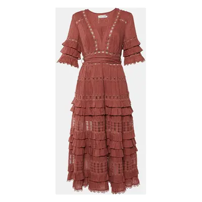 Zimmermann Pink Broderie Anglaise Cotton Corsair Tiered Dress