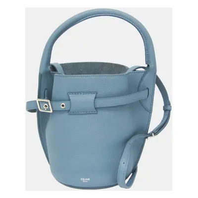 Celine Blue Leather Big Bucket Nano Shoulder Bag