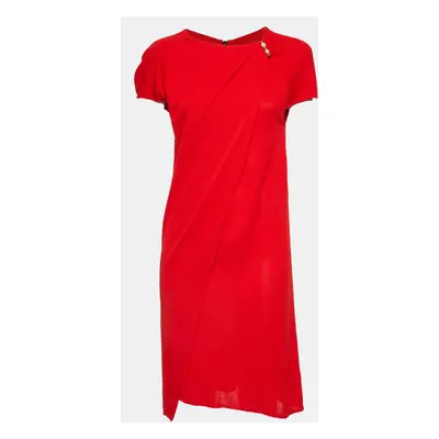 Louis Vuitton Red Crepe Brooch Detail Short Dress