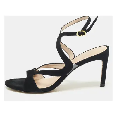 Stuart Weitzman Black Suede Ankle Strap Sandals Size