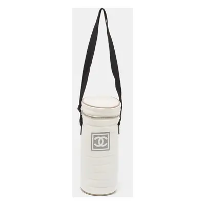 Chanel White Quilted Nylon Sport Line Bottle Holder