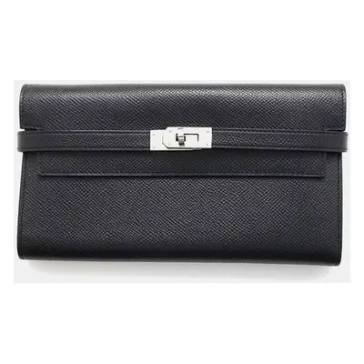 Hermes Black Epsom Leather Kelly Long Wallet