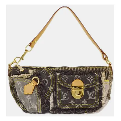 Louis Vuitton Grey Monogram Denim Patchwork Pouchy Shoulder Bag