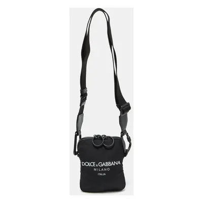 Dolce & Gabbana Black Nylon Logo Crossbody Bag