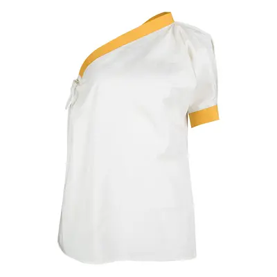 Bottega Veneta Cream and Yellow Tie Detail One Shoulder Top