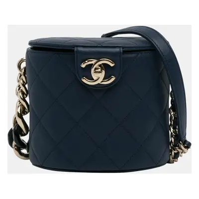 Chanel Blue CC Round Vanity Bag