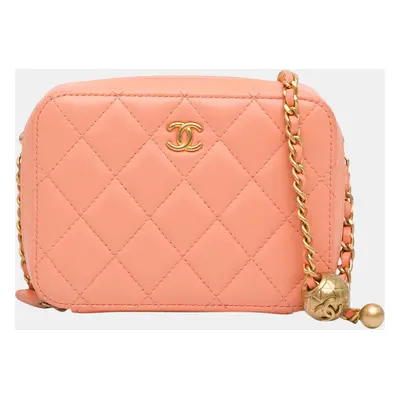 Chanel Orange CC Quilted Lambskin Pearl Crush Camera Bag