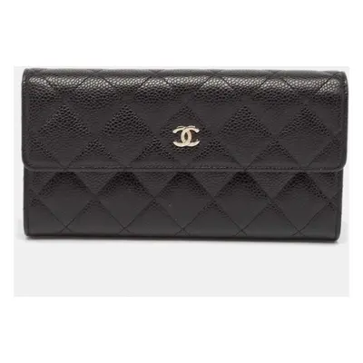 Chanel Black Caviar Leather Classic Continental Wallet