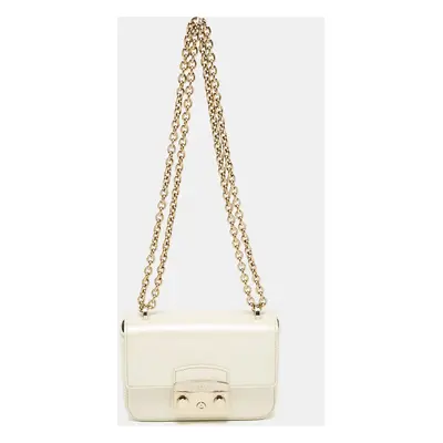 Furla Cream Patent Leather Metropolis Crossbody Bag