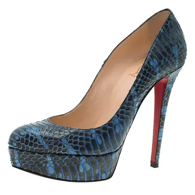 hristian Louboutin Blue Watersnake Bianca Pumps Size 37.5