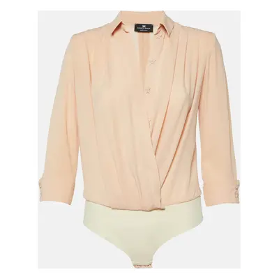 Elisabetta Franchi Peach Orange Georgette Bodysuit