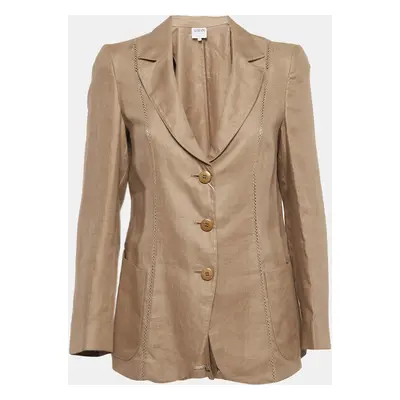 Armani Collezioni Brown Linen Single Breasted Blazer