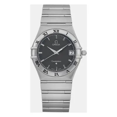 Omega Constellation Stainless Steel Slate Dial Mens Quartz Wristwatch