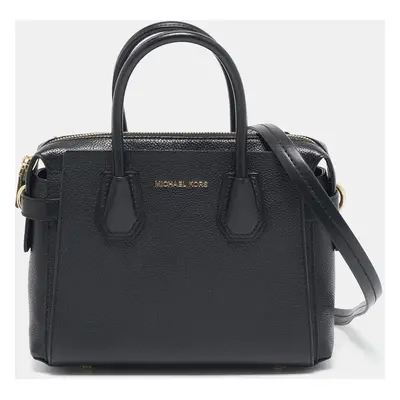 Michael Kors Black Leather Belted Mercer Satchel