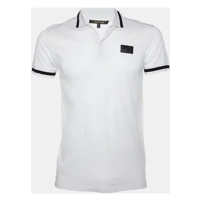 Roberto Cavalli White Logo Plaque Cotton Pique Polo T-Shirt