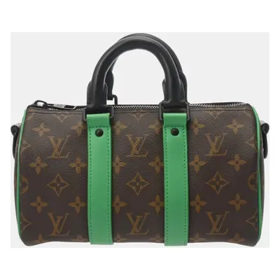 Louis Vuitton Green Monogram Canvas Macassar Keepall Bandouliere Handbag