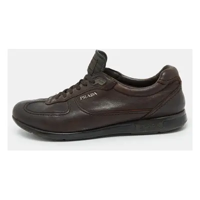 Prada Sport Dark Brown Leather Low Top Sneakers Size