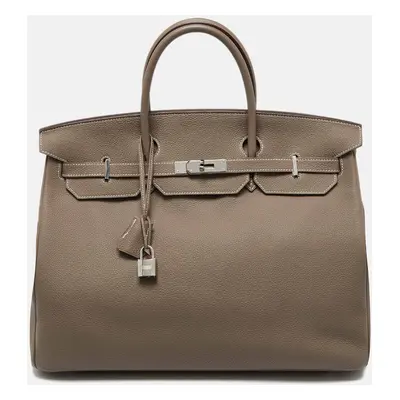 Hermes Etoupe Grey Togo Leather Palladium Finish Birkin Bag