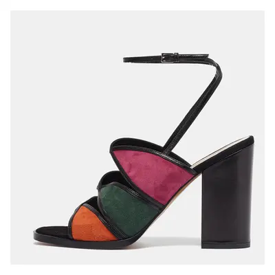 Valentino Multicolor Suede and Leather Ankle Wrap Sandals Size