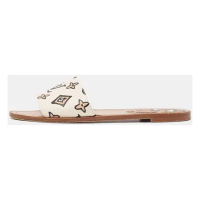 Louis Vuitton Beige/Brown Canvas Lock It Sandals Size