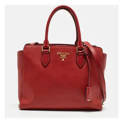 Prada Red Saffiano Lux Leather Tote