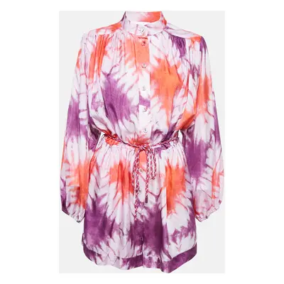 Zimmermann Purple/Red Tie-Dye Silk Belted Playsuit