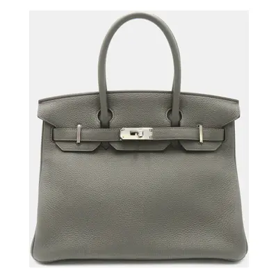 Hermes Grey Togo Leather Birkin Tote Bag