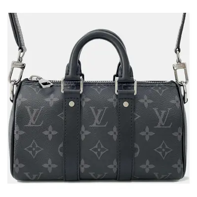 Louis Vuitton Black Monogram Eclipse Reverse Keepall Boston Bag