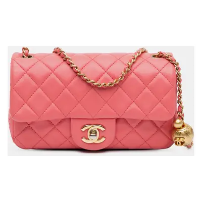 Chanel Pink Mini Rectangular Lambskin Pearl Crush Flap