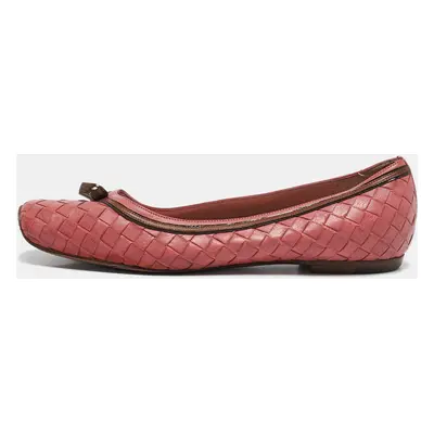 Bottega Veneta Pink Intrecciato Leather Ballet Flats Size