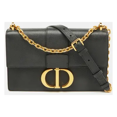 Dior Dark Grey Leather Small Montaigne Flap Shoulder Bag