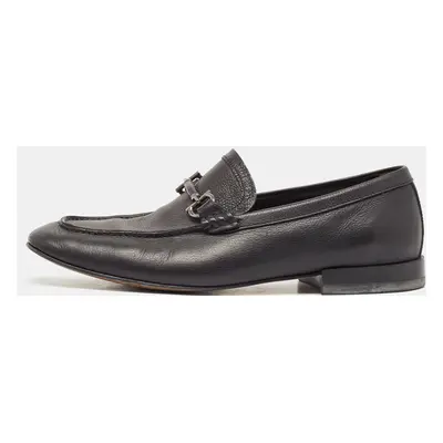 Salvatore Ferragamo Black Leather Gancini Slip On Loafers Size