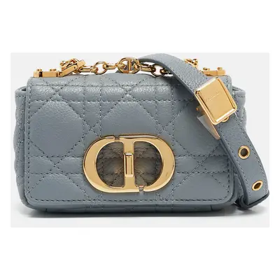 Dior Blue Cannage Leather Micro Caro Crossbody Bag