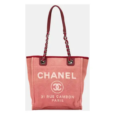 Chanel Red Mini Canvas Deauville Tote