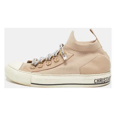 Dior Beige Knit Fabric and Leather Walk'n'Dior Sneakers Size 39.5