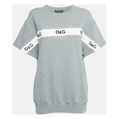 Dolce & Gabbana Grey Cotton Sequin Detail T-Shirt