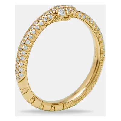 Gucci Ouroboros Diamond Pavé Snake 18k Yellow Gold Ring Size