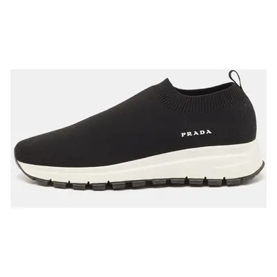 Prada Black Knit Fabric Slip On Sneakers Size