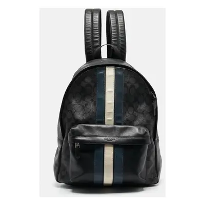 Coach Black Coated Canvas and Leather New Varsity Charles Backpack