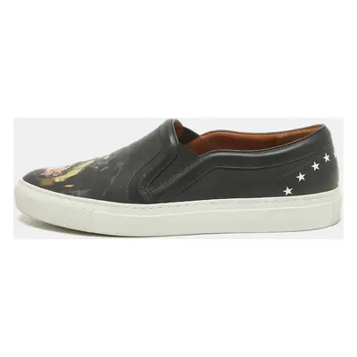 Givenchy Black Leather Printed Rottweiler Slip On Sneakers Size