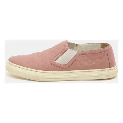 Gucci Mauve Microguccissima Leather Slip On Sneakers Size 37.5