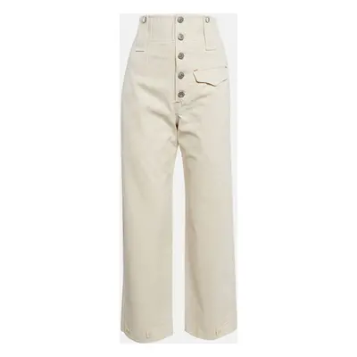 Isabel Marant Beige Cotton Drill Wide-Leg Jeans Waist 27"