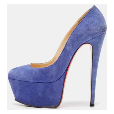 Christian Louboutin Blue Suede Victoria Platform Pumps Size