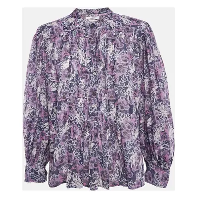 Isabel Marant Etoile Purple/Multicolor Floral Print Cotton Top