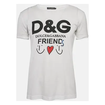 Dolce & Gabbana White Printed Cotton T-Shirt