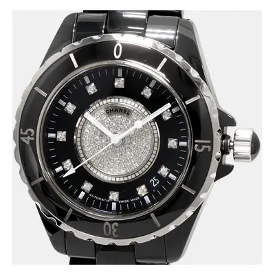 Chanel Black Ceramic Diamond J12 H1757 Automatic Men's Wristwatch mm