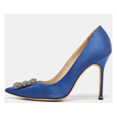 Manolo Blahnik Blue Satin Hangisi Pumps Size