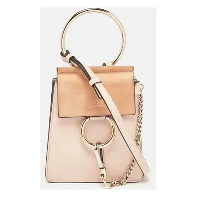 Chloe Peach Leather and Suede Mini Faye Crossbody Bag