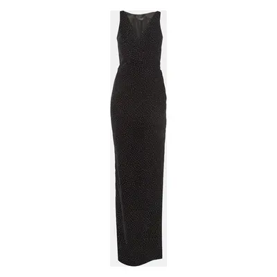 Dsquared2 Black Velvet Glitter Detail Sleeveless Wrap Dress