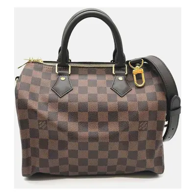 Louis Vuitton Brown Canvas Damier Ebene Speedy Bandouliere Boston Bag